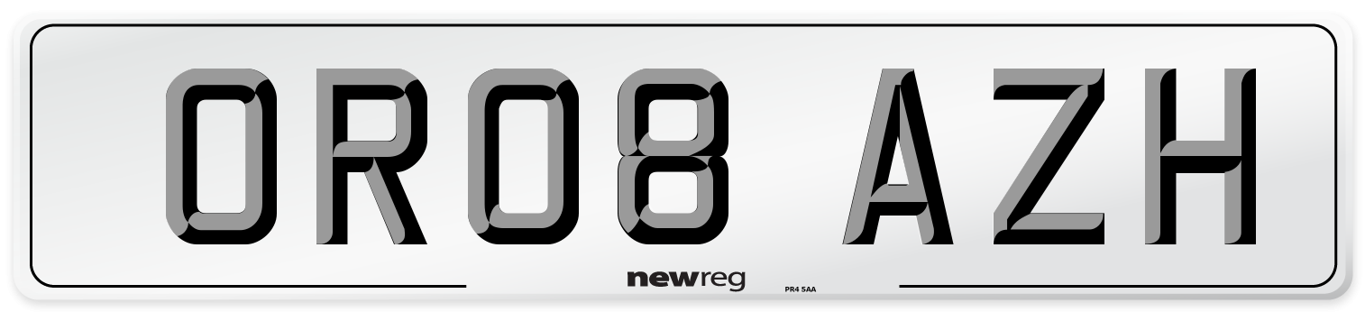 OR08 AZH Number Plate from New Reg